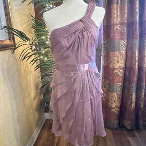 Adrianna Papell Purple One Shoulder Short Dress for Wedding, Birthday, and Forma